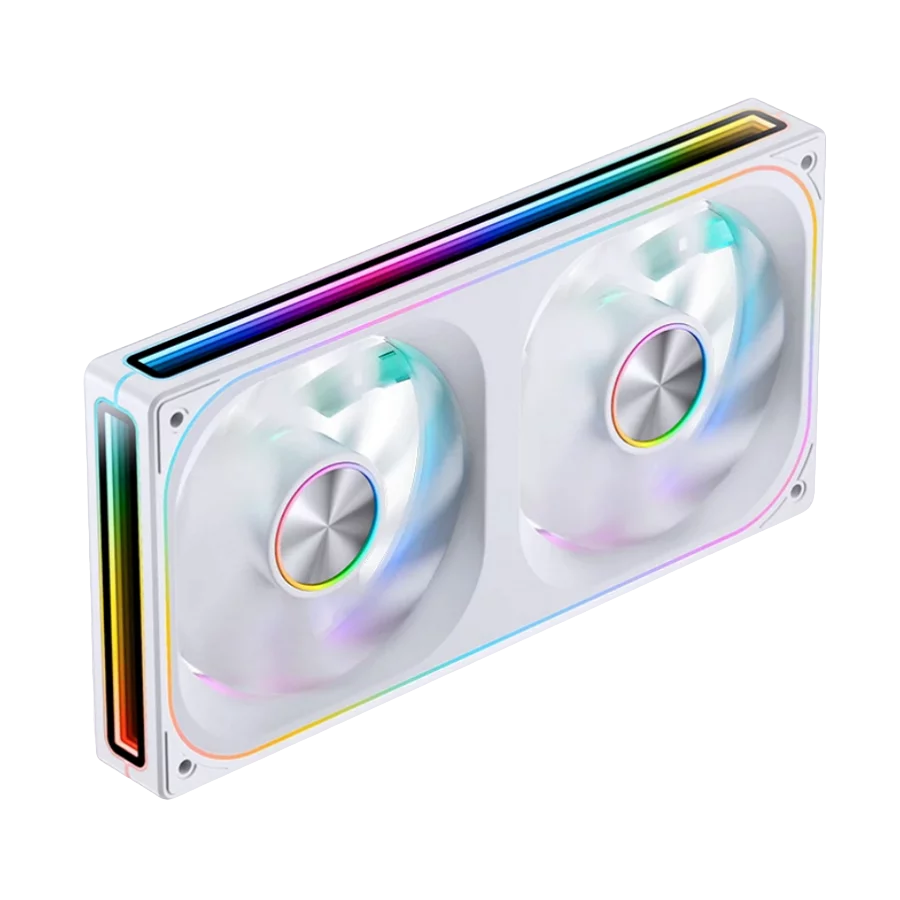 Кулер для корпуса/ Case Cooler JONSBO ZA-240WR Reverse (2x120x120mm, 4-pin PWM, ARGB, 62.4CFM, 37.3dBA, 2400RPM, White, Single-Frame RGB Fan Unit)