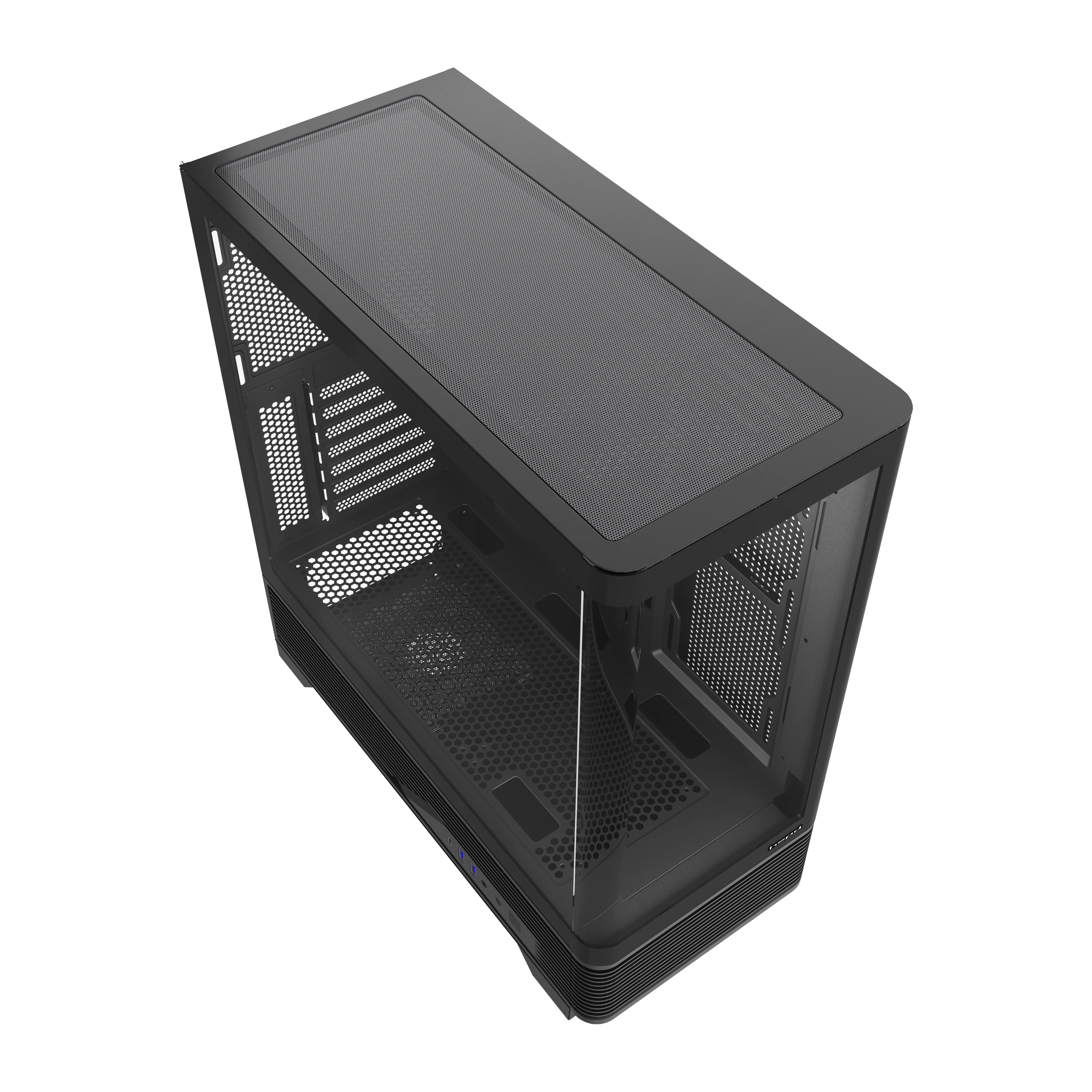 Корпус без блока питания/ Case HSPD F560, Mid Tower, Black, TG, 0.6 SPCC, no fans ATX, mATX, mITX 165/ 410/ 180mm 2x2.5", 7xPCI 2xUSB-A 3.0, 1xUSB-C 445x210x475mm (F560-TGBK)