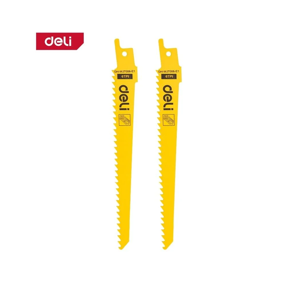 Полотна для сабельной пилы (2шт) по дереву Deli DH-WJT006-E1 , HCS, 6TPI, 150мм