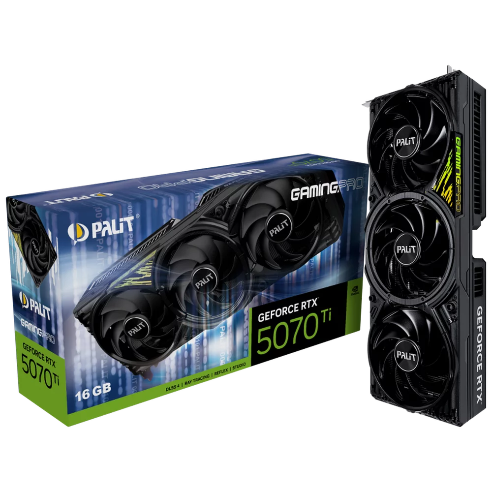 Видеокарта Palit RTX5070Ti GAMINGPRO 16GB GDDR7 256bit 3xDP HDMI 3FAN RTL (NE7507T019T2-GB2031Y)