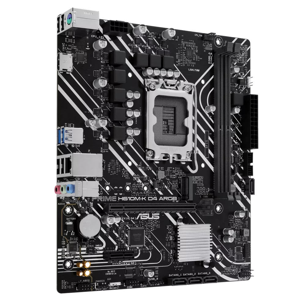 Материнская плата ASUS PRIME H610M-K D4 ARGB LGA1700 mATX 2xDDR4 PCIEx16 PCIEx1 M.2 HDMI GLAN (90MB1HN0-M0EAY0)