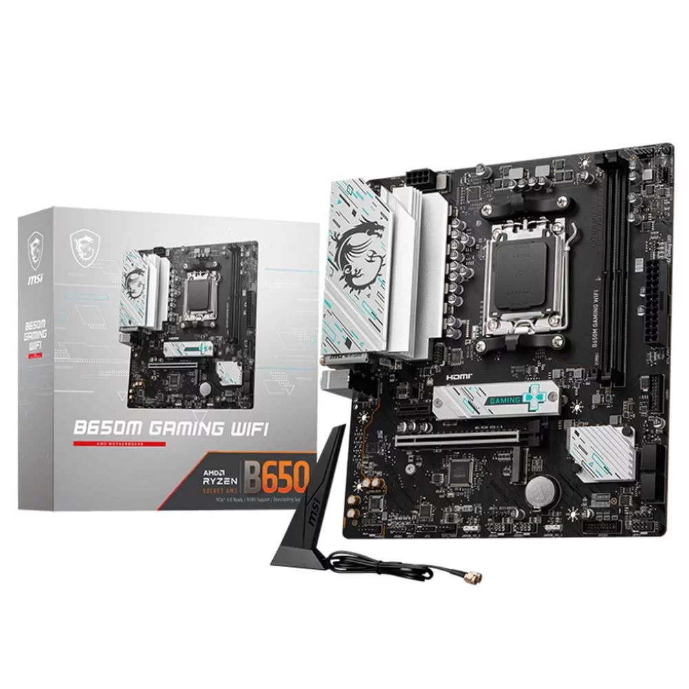 Материнская плата MSI Bad Pack B650M GAMING WIFI B650, AM5, 2*DDR5, 1*PCIEx16, 1*PCIEx1, 2*M.2, 1*TypeC, 7*USB3.2Gen1, 6*USB2.0, 4*SATA3.0, 2.5G, DP, HDMI, M-ATX, RTL (B650M GAMING WIFI_||BP)