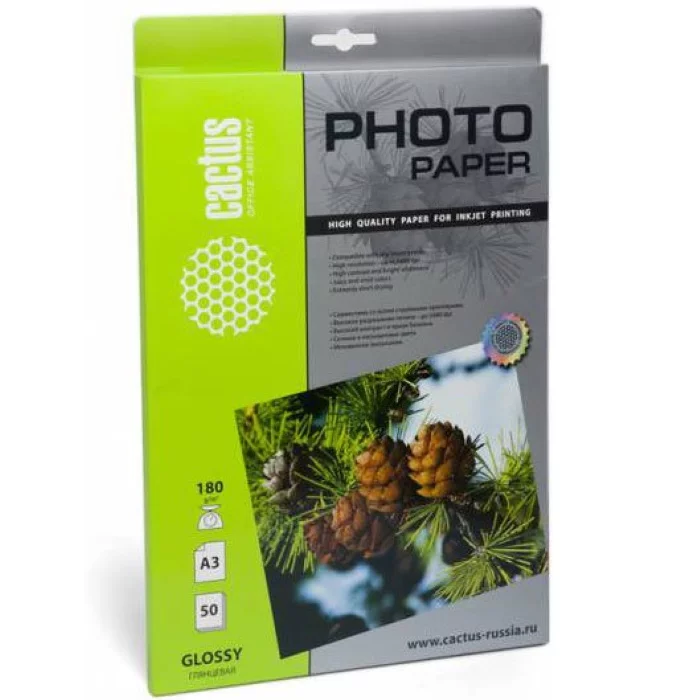 Фотобумага Cactus CS-GA318050 A3/180г/м2/50л./белый глянцевое для струйной печати