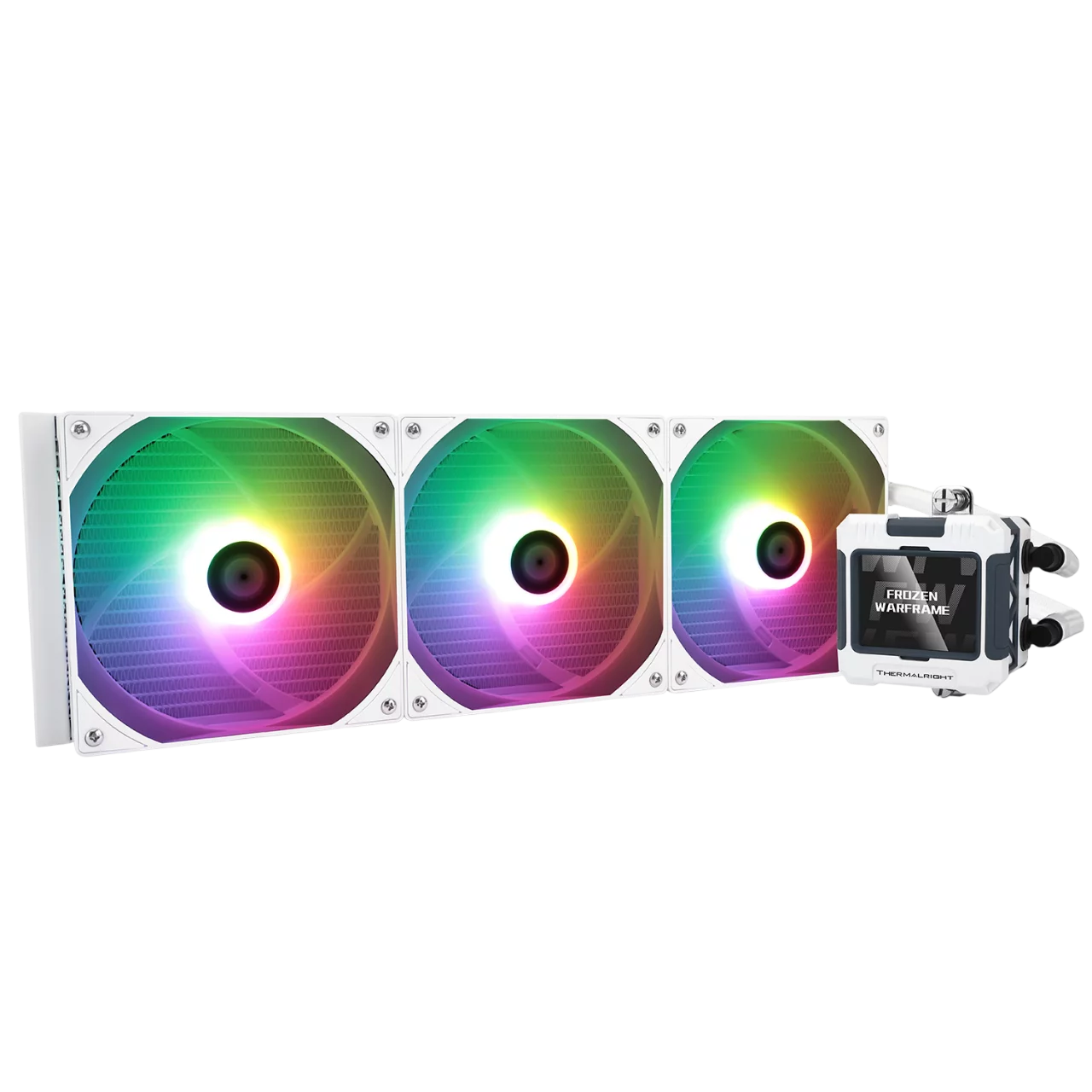 Водяное охлаждение для процессора/ Water Cooling System Thermalright Frozen Warframe 420 ARGB (420mm, LED, White, ARGB/ Fans: 3x140mm, 88.7CFM, 29.8dBA, 1750RPM/ Pump height 60mm, 23dBA, 3000RPM, Rad (F-WFRAME-420-ARGB-WH)