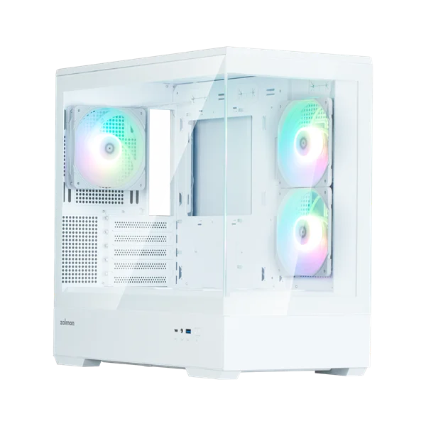 ZALMAN P30 V2, MATX, WHITE, WINDOW, 2x3.5", 3x2.5", 1xUSB TYPE-C, 1xUSB3.0, SIDE 2x120mm ARGB, REAR 1x120mm ARGB, VGA support (P30 WHITE V2)