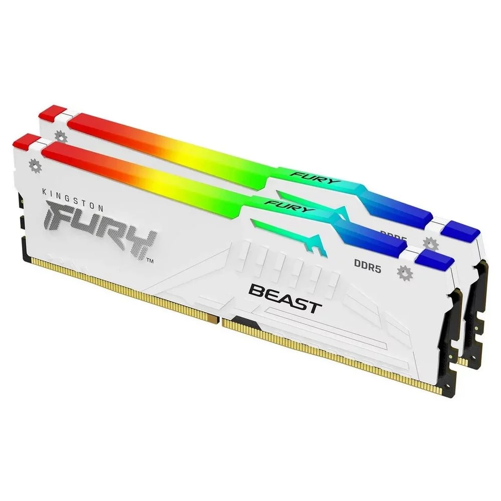 Память оперативная/ Kingston 64GB 6000MT/s DDR5 CL30 DIMM (Kit of 2) FURY Beast White RGB EXPO (KF560C30BWEAK2-64)