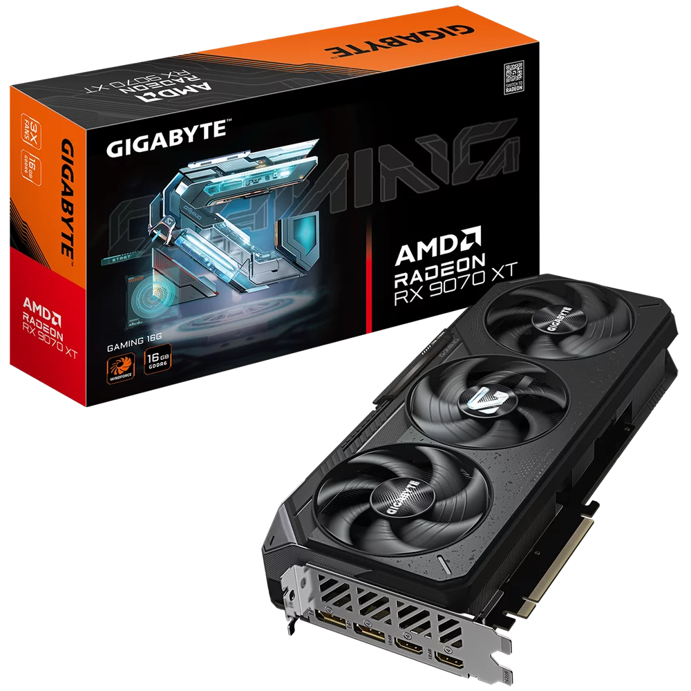 Видеокарта Gigabyte Bad Pack RX9070XT GAMING 16GB 256bit GDDR6 2xDP 2xHDMI 3FAN RTL bp (GV-R9070XTGAMING-16GD||BP)