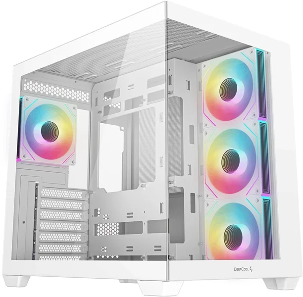 корпус Deepcool CG530 4F WH без БП, боковое окно (панорама), 3x120мм ARGB Reverse вентилятора на боковой стенке, 1x120мм ARGB вентилятор сзади, белый, ATX (R-CG530-WHADA4-G-1)