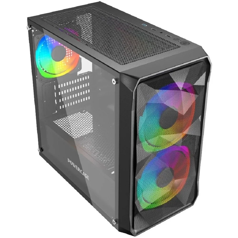 Powercase Mistral Micro A3B ARGB, Tempered Glass, 2x 140mm ARGB PWM+1x 120mm ARGB PWM, чёрный, mATX (CMMAB-A3-V2)