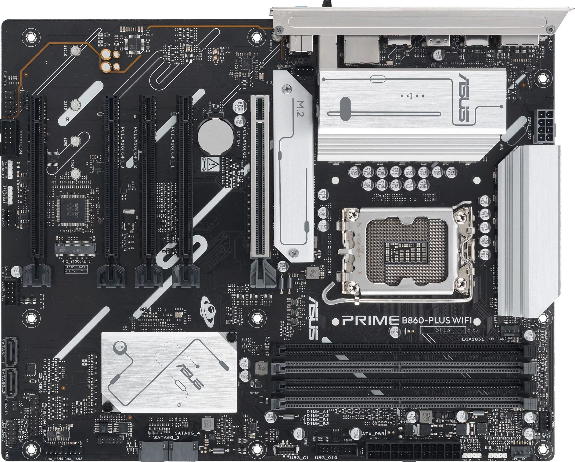 Материнская плата ASUS PRIME B860-PLUS WIFI, LGA1851, B860, 4*DDR5, 4*SATA, 2*M.2, 3*USB 3.2, 4*USB 2.0, Type-C, 5*PCIx16, DP+HDMI, ATX; 90MB1K50-M0EAY0