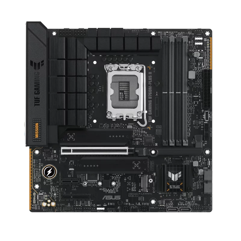 Материнская плата ASUS TUF GAMING B760M-PLUS II, LGA1700, B760, 4*DDR5, 4*SATA, 3*M.2, 3*USB 3.2, 4*USB 2.0, Type-C, 1*PCIx16, 1*PCIx4, 1*PCIx1, DP+HDMI, mATX (90MB1HD0-M0EAY0)