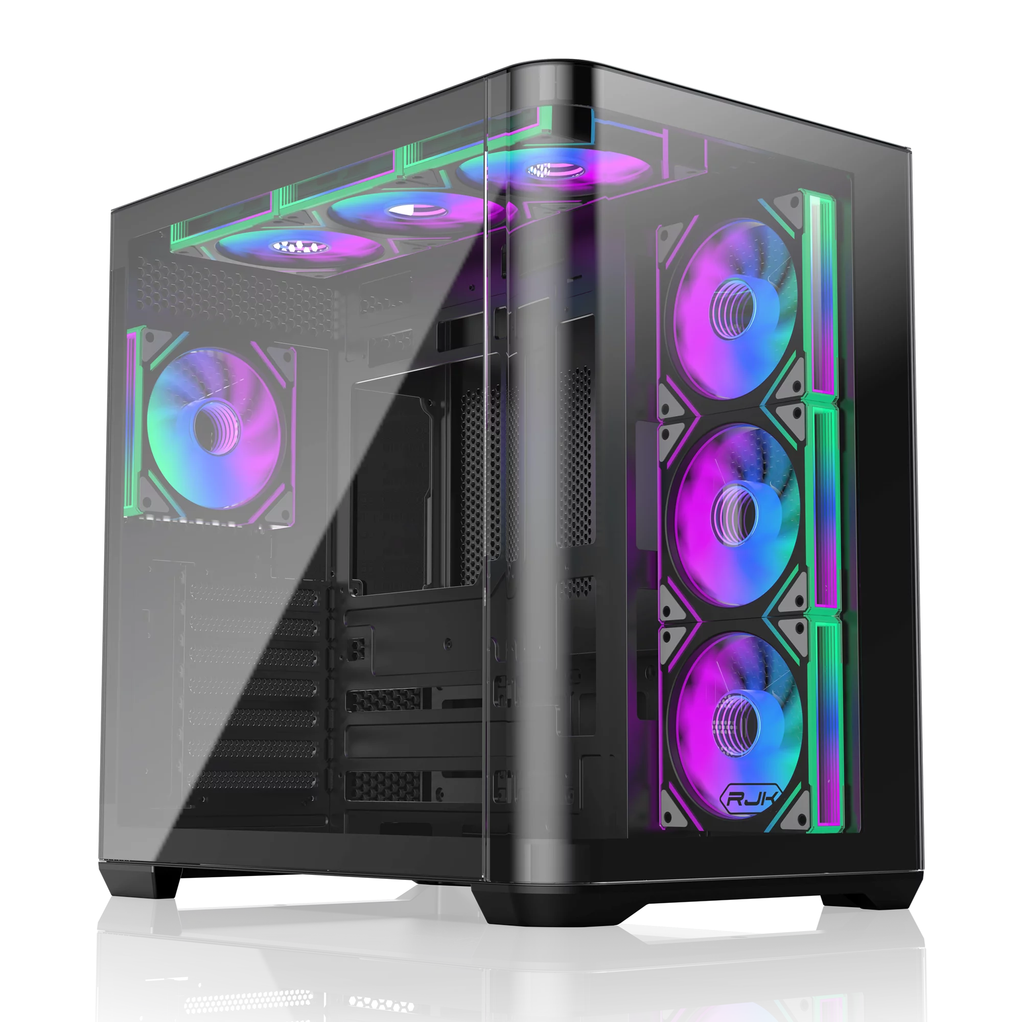 Корпус без блока питания/ Case Raijintek ATREUS BT7, Midi-Tower, TG, 7x120mm ARGB, 2xUSB-A 3.0 + 1xUSB Type-C , E-ATX, ATX, mATX, mITX Black (0R20B00258)