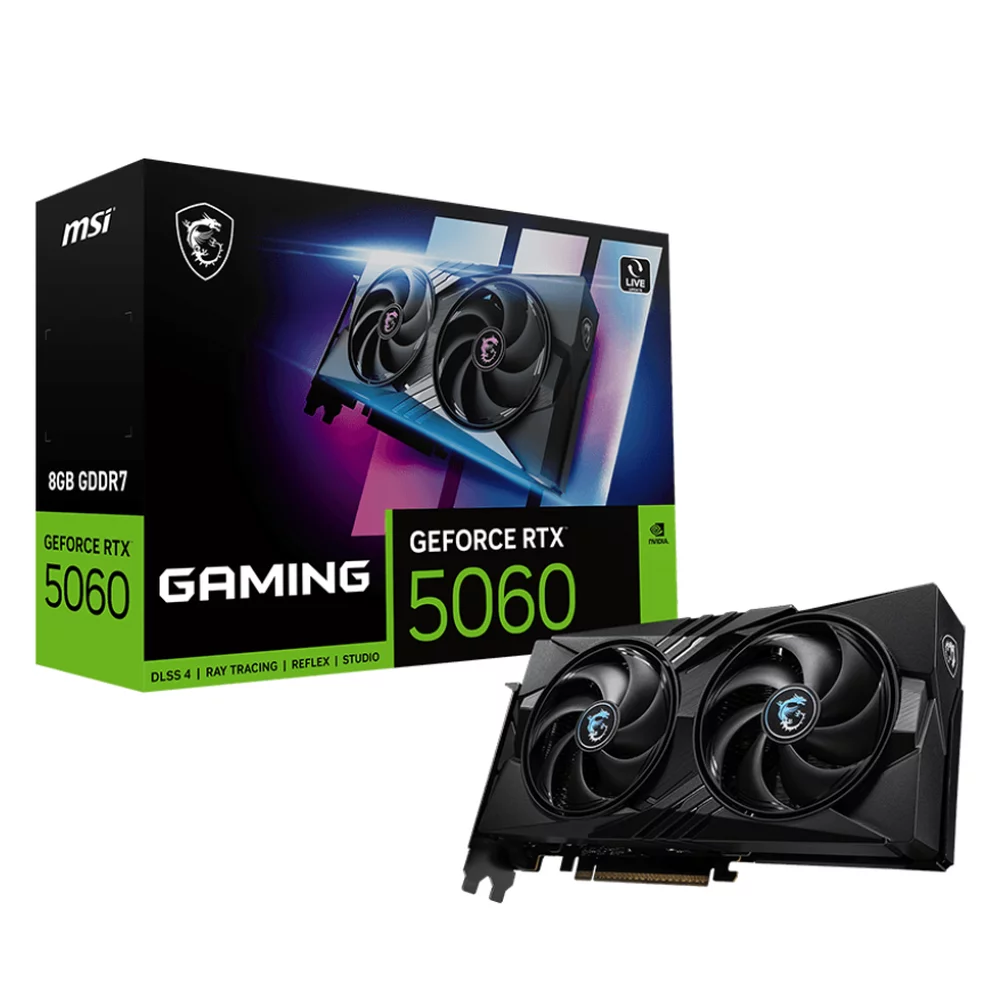 Видеокарта MSI PCI-E 5.0 RTX 5060 8G GAMING NVIDIA GeForce RTX 5060 8Gb 128bit GDDR7 2497/28000 HDMIx1 DPx3 HDCP Ret