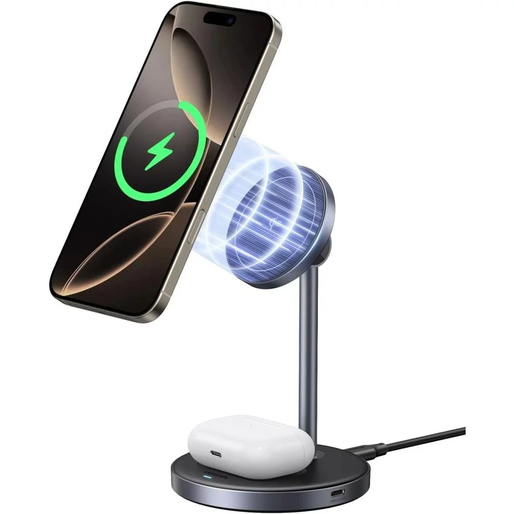 Подставка магнитная UGREEN W710 (45382) 2-in-1 15W Magnetic Wireless Charger для iPhone + AirPods. Ц (45382_)