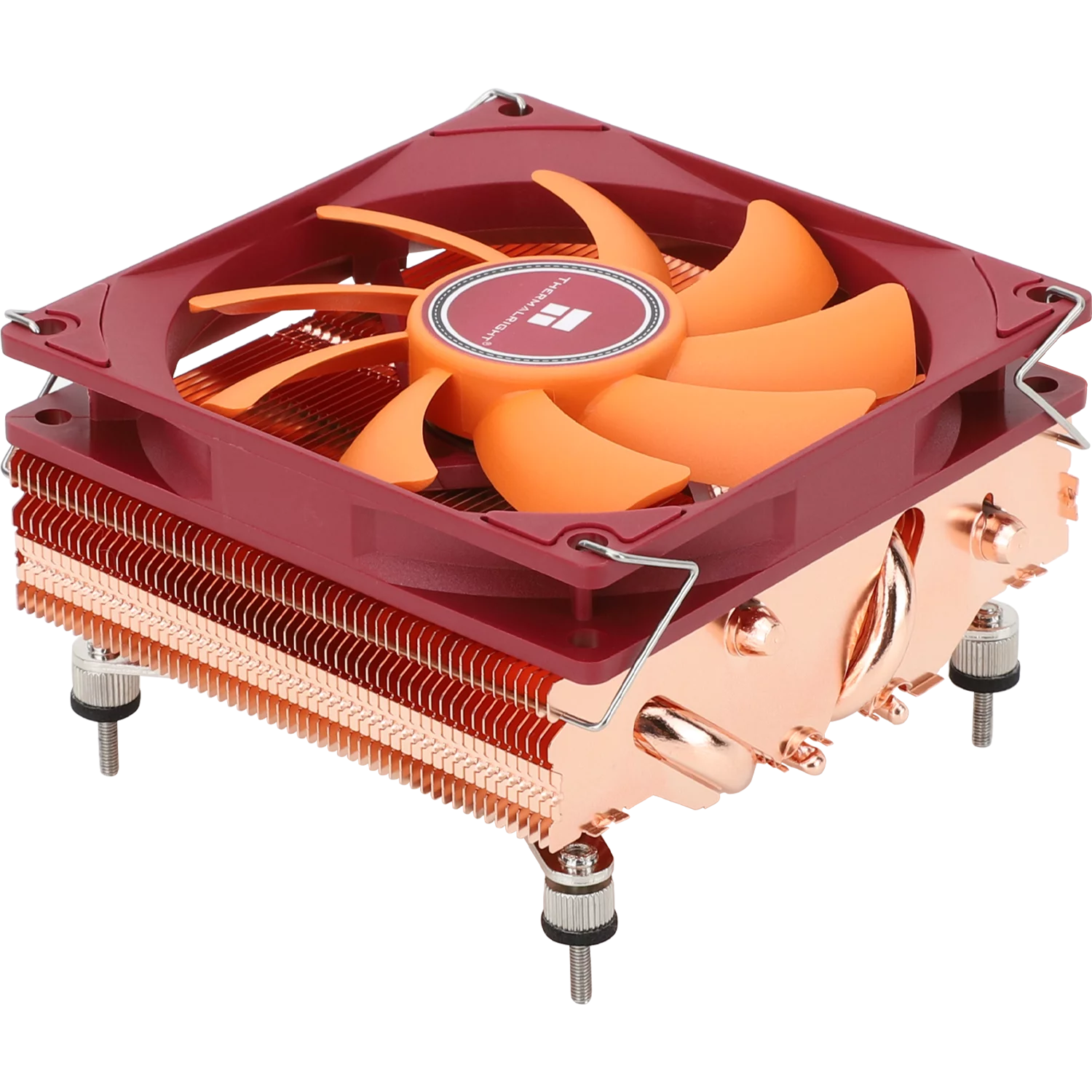 Кулер для процессора/ CPU Cooler Thermalright AXP-90 X47 Full (4-pin PWM, 32mm, Cu/ Cu, 4x6mm, 1x92mm, 42.58CFM, 22.4dBA, 2700RPM, S: 1851/ 1700/ 1200/ 115X, AM5/ AM4, orange, red) (AXP-90-X47-COPPER)