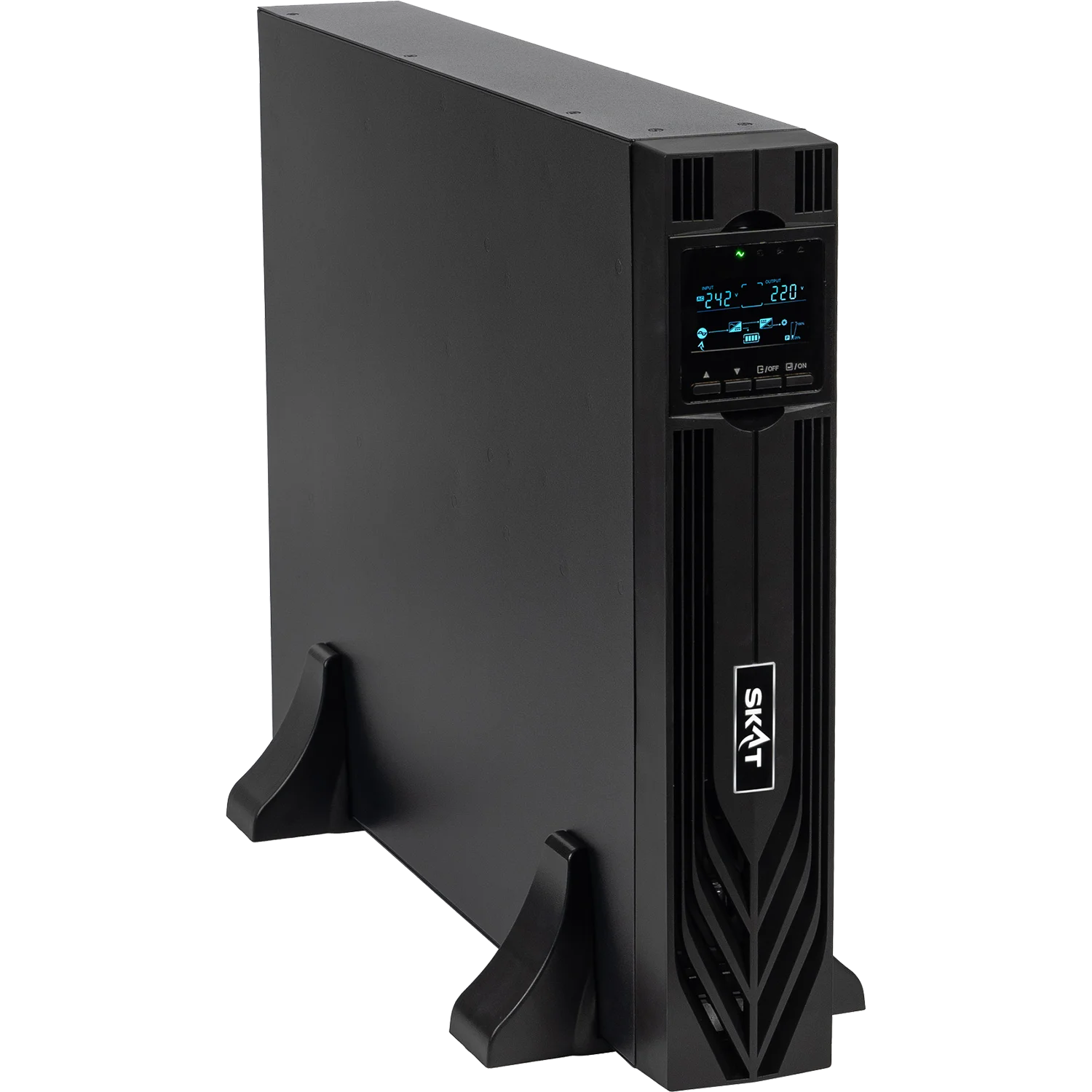 8773 SKAT-UPS 3000-RACK-ON-6X9-E P3 ИБП 3000ВА/3000 Вт, 2U, On-Line, синус, встр. АКБ 72В (6x9Ач), 8хC13+1xC19, USB, RS232, RS485, параллельный порт, слот для карт (SNMP, реле), EPO, ШхГхВ 440х605х88,