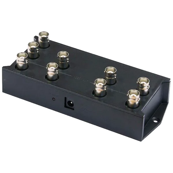 Разветвитель OSNOVO D-H108 Разветвитель видеосигнала HDCVI/HDTVI/AHD (1вх./8вых.). Максимальное разрешение 1080р. Полоса пропускания сигнала до 350 МГц. Возможность настенного крепления. БП в комплекте DC12V(1A).