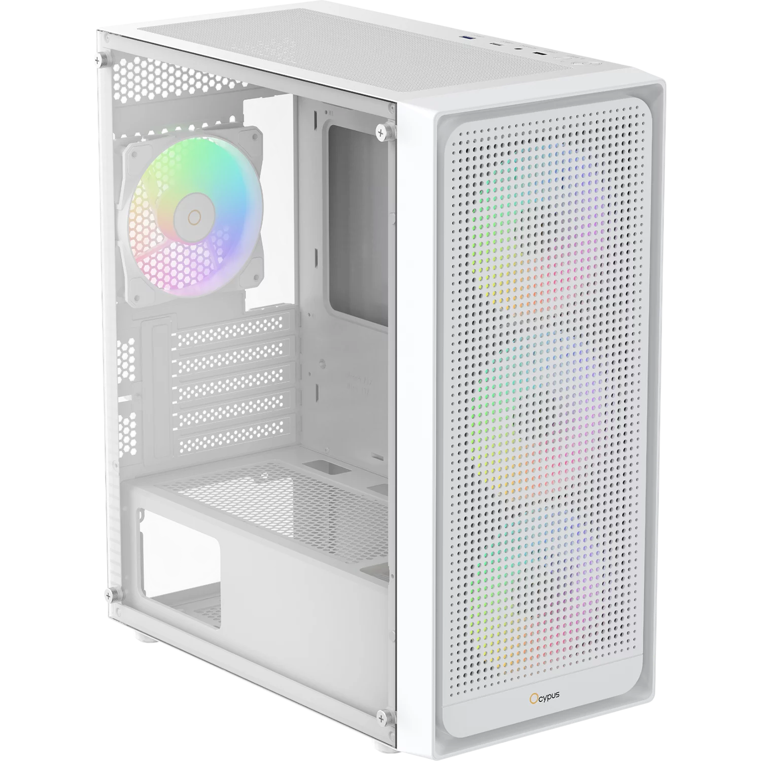 Корпус Компьютер без блока питания/ Case Ocypus Gamma C50 WH ARGB, Mini-Tower, TG, 4x120mm ARGB, 1xUSB-A 3.0 + 2xUSB 2.0, mATX, mITX White (GAMMA-C50-WHG400XX-GL)