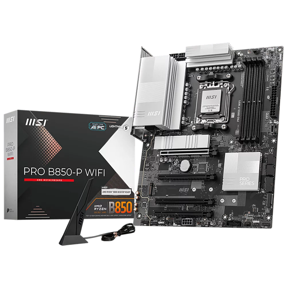 Материнская плата MSI Bad Pack PRO B850-P WIFI B850, AM5, 4*DDR5, 4*PCIEx16, 3*M.2, 3*TypeC, 1*USB3.2Gen2, 5*USB3.2Gen1, 8*USB2.0, 4*SATA3.0, 5G, HDMI, ATX, RTL bp (PRO B850-P WIFI||BP)