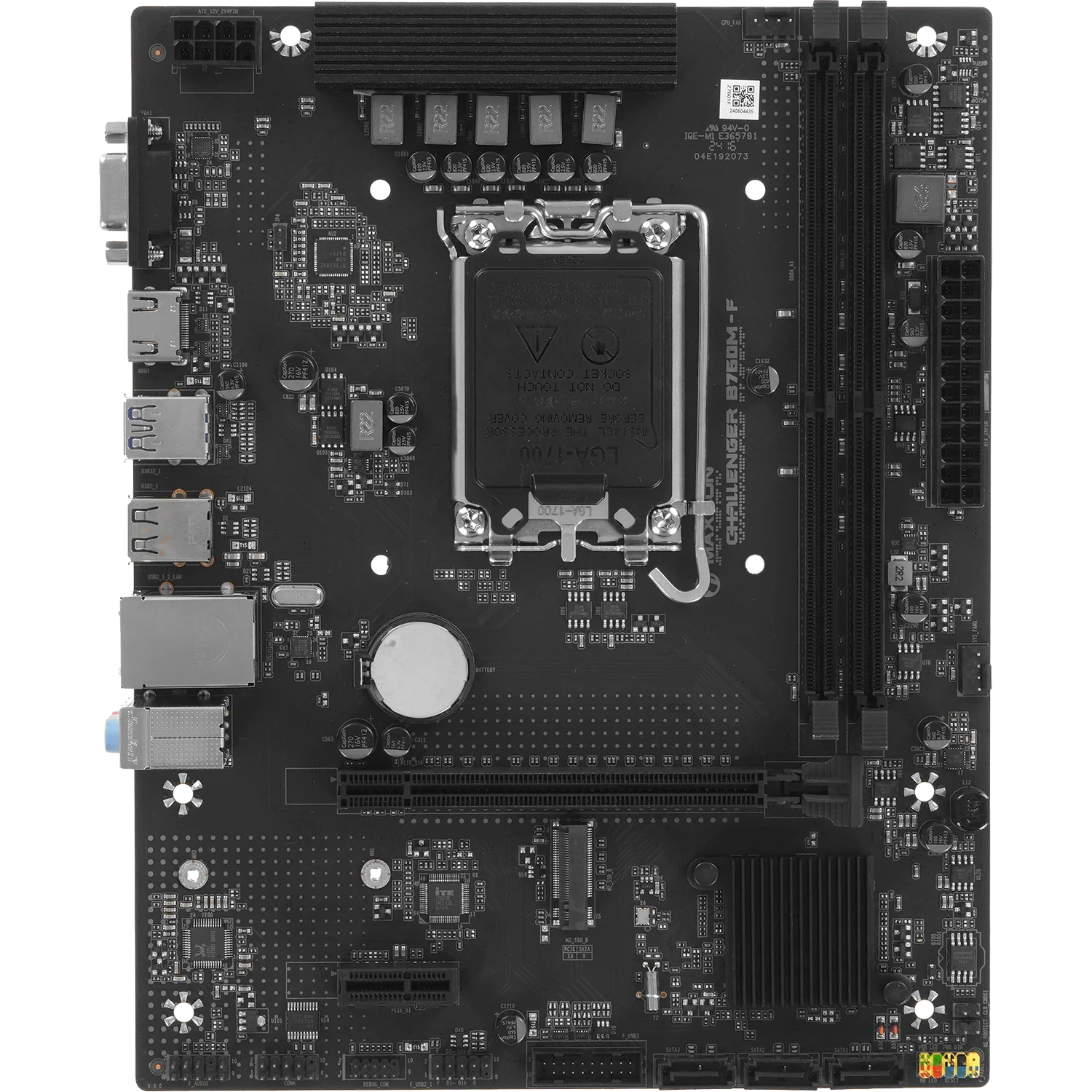 MAXSUN MS-Challenger B760M-F, LGA1700, B760, 2*DDR4, 3*SATA3, M.2, 2*USB 3.2, 4*USB 2.0, 1*PCIEx16, 1*PCIEx1, VGA+HDMI, mATX