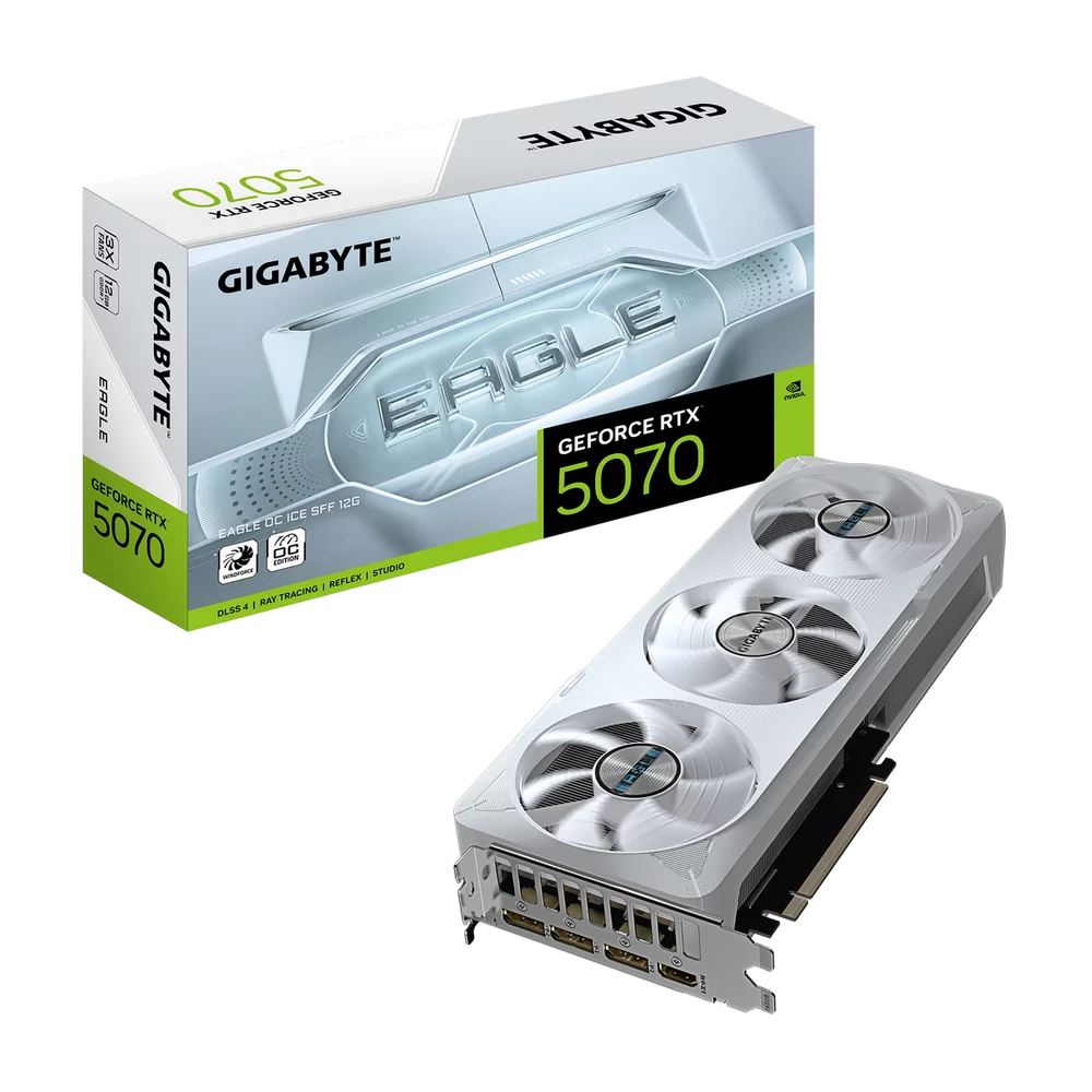 Видеокарта Gigabyte Bad Pack RTX5070 EAGLE OC ICE SFF 12GB GDDR7 192bit 3xDP HDMI 3FAN RTL bp (GV-N5070EAGLEOC ICE-12GD||BP)
