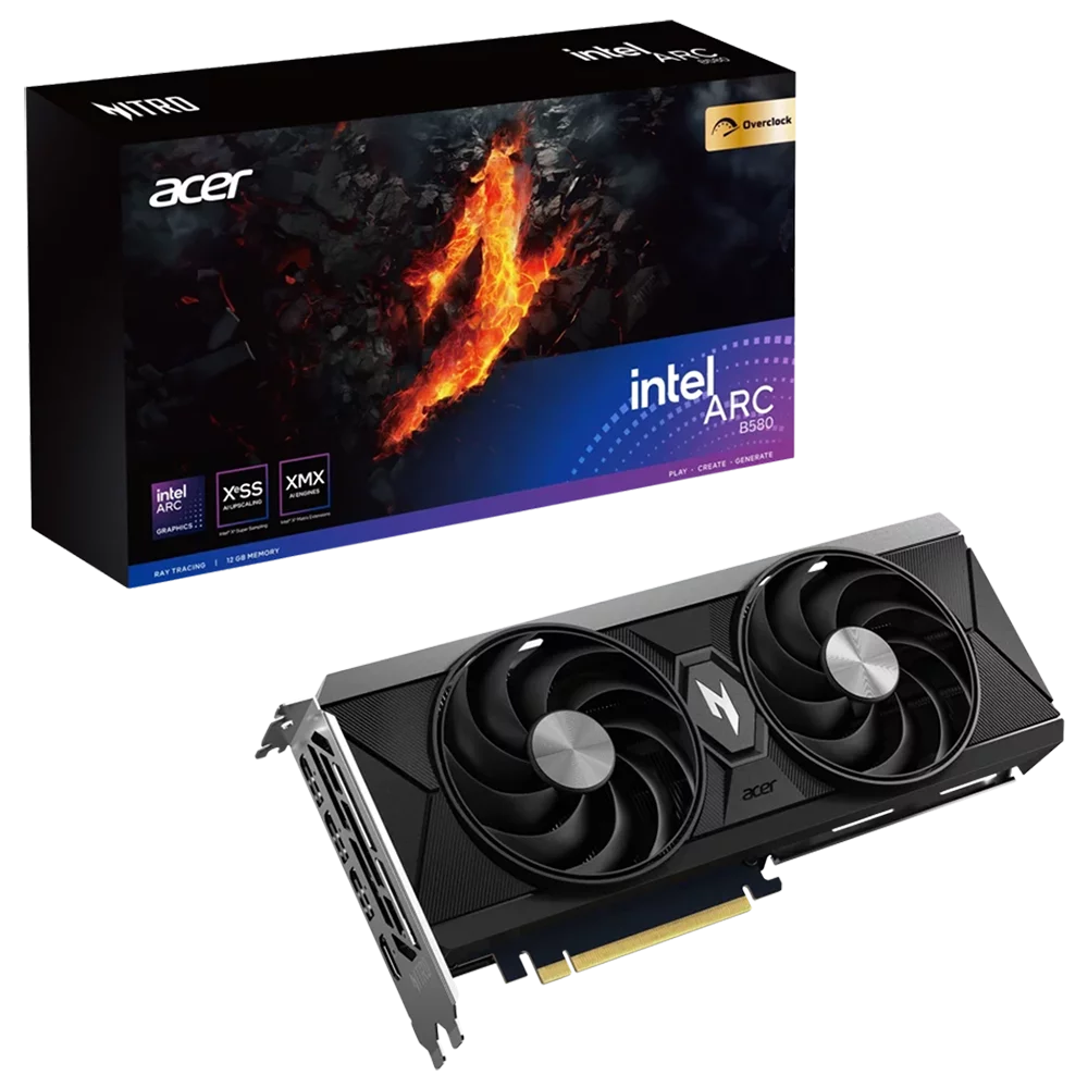 Видеокарта Acer B580 NITRO OC 12GB GDDR6 192bit 3xDP HDMI 2FAN RTL (DP.Z4BWW.P01)
