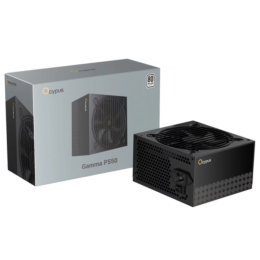 Блок питания 550W Ocypus Gamma P550 BK (ATX, 80+, APFC, 20+4 pin, 120mm fan, PCI-E 6+2Px2, 6xSATA) (Gamma-P550-W1HDBK024X-EU)