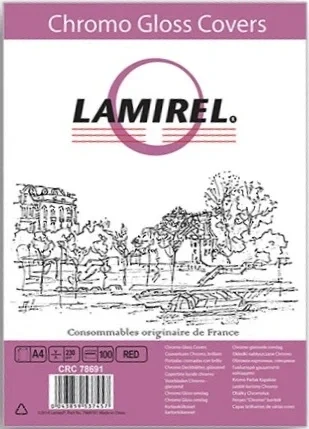 Обложки Lamirel Chromolux A4, картонные, глянцевые, цвет: красный, 230г/м², 100шт (LA-78691)