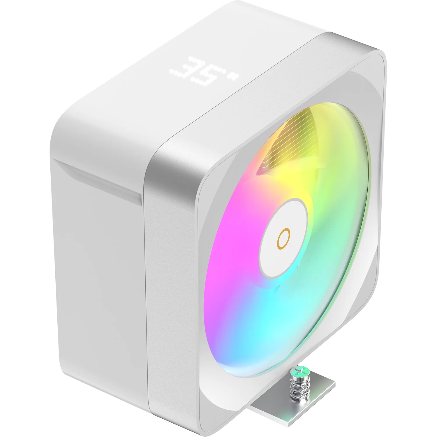 Кулер для процессора/ CPU Cooler Ocypus Delta A40 EX WH Digital (200W, 4-pin PWM, LED temp., 157mm, Al/ Cu, 4x6mm, ARGB, 1x120mm, 60CFM, 31dBA, 1600RPM, S: 1851/ 1700/ 1200/ 115X, AM5/ AM4, white) (DELTA-A40-WH1NAWD00E-GL)