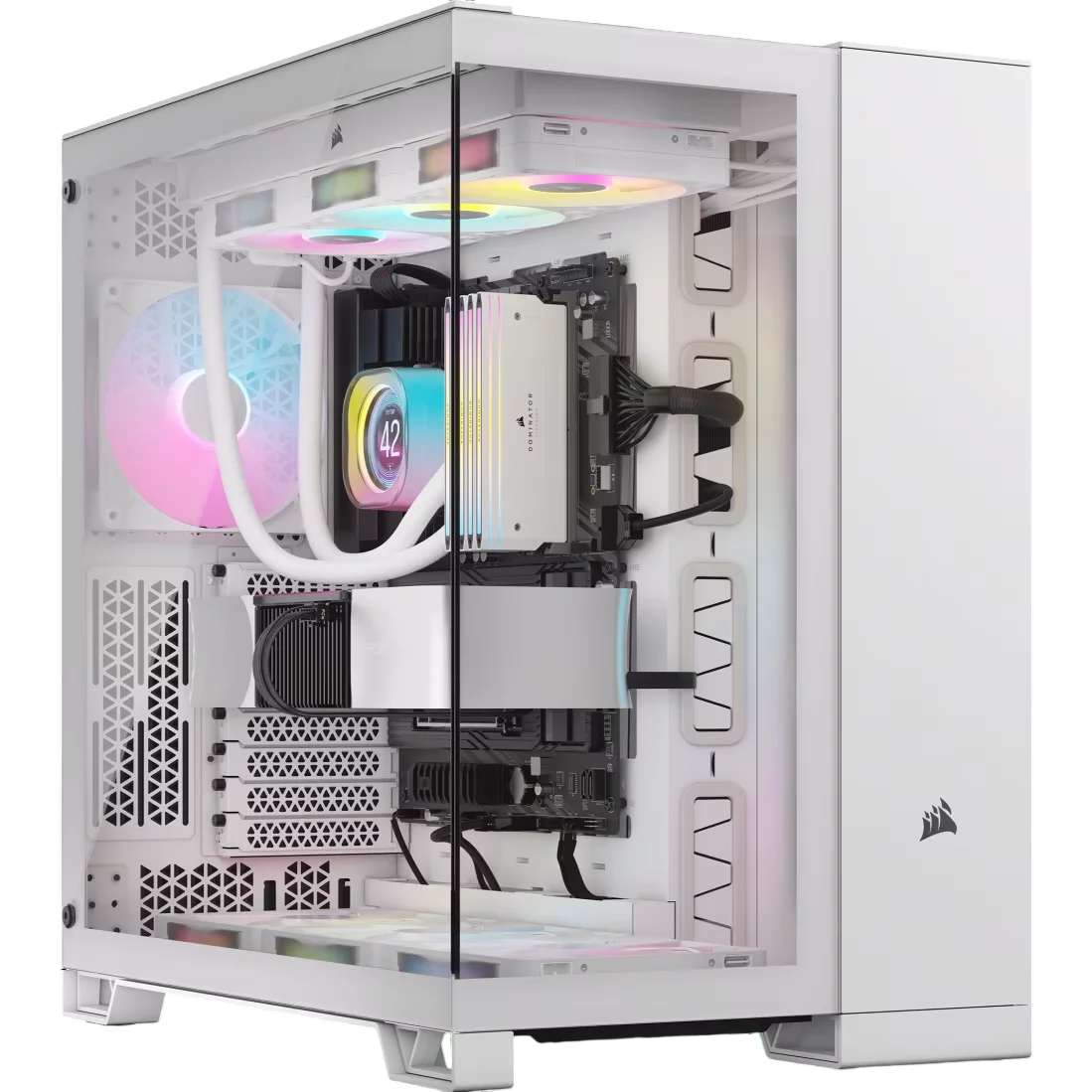 Корпус без блока питания/ Case Corsair iCUE LINK 6500X RGB, Midi-Tower, TG, 3x120mm RGB, 4xUSB-A 3.2, 1xUSB 3.2 Type-C, E-ATX, ATX, mATX, mITX White (CC-9011270-WW)