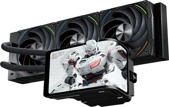 Система водяного охлаждения Thermalright Wonder Vision 360 Turbo ARGB Soc-AM5/AM4/1200/1700/1851 черный 4-pin 44.7dB Al LCD Ret (W-VISION-TURBO-360-BL-ARGB)