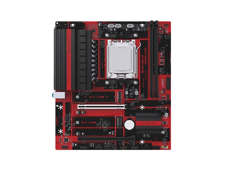 Материнская плата MAXSUN MS-B650M I-CAFE, AM5, B650, 2*DDR5, 2*SATA3, 2*M.2, USB 3.2, USB 2.0, 2*PCIEx16, HDMI, mATX