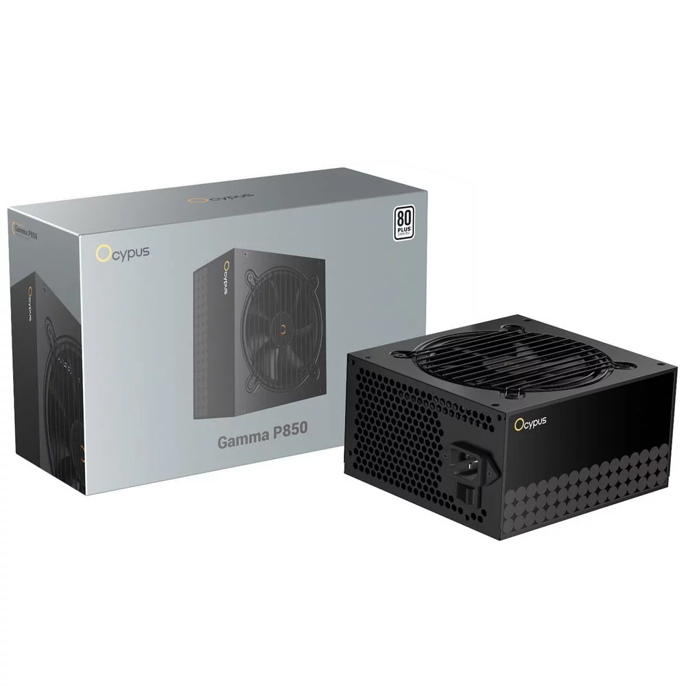 Блок питания 850W Ocypus Gamma P850 BK (ATX, 80+, APFC, 20+4 pin, 120mm fan, PCI-E 6+2Px4, 6xSATA) (Gamma-P850-W1HDBK024X-EU)