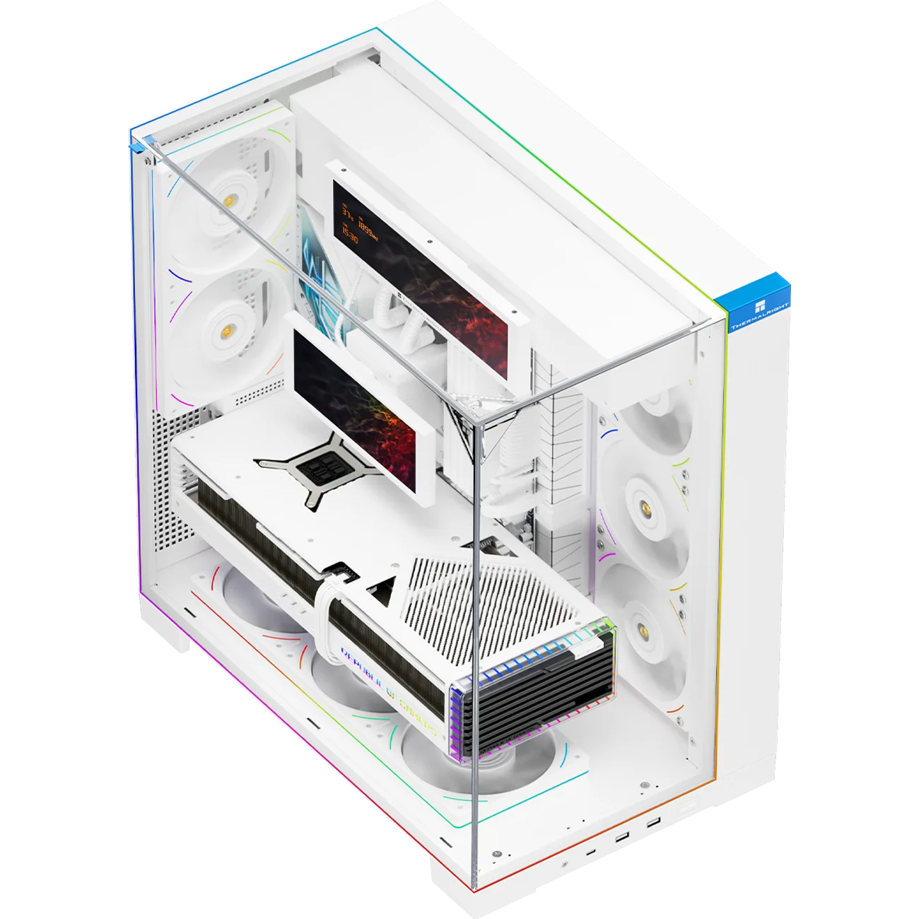 Корпус без блока питания/ Case Thermalright A70 Vision, Midi-Tower, TG, LCD, ARGB, no fans, 2xUSB-A 3.0, 1xUSB Type-C, ATX, mATX, mITX Black (TR-A70 VISION)