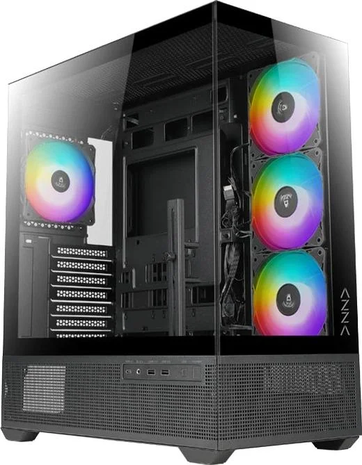 Корпус Azza TIARA черный без БП ATX 4x120mm 2xUSB3.0 1xUSB3.1 audio bott PSU (CSAZ-501B TIARA)