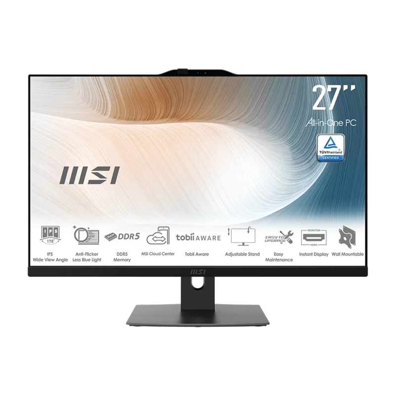 Моноблок MSI Modern AM242P 12M AiO 23,8" FHD (1920x1080)IPS AG Non-touch, Core i5-120U , 16Gb DDR5(2*8GB), 512GB SSD M.2, Intel UHD, WiFi, BT, camera, WirelessKB&mouse Eng/ Rus, No OS,1y,Black (9S6-AE0721-1029)
