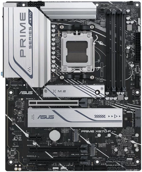 Материнская плата ASUS PRIME X670-P-CSM, AM5, X670, 4*DDR5, 6*SATA, 3*M.2, 7*USB 3.2, 2*USB 2.0, Type-C, 4*PCIx16, 1*PCIx1, DP+HDMI, ATX (90MB1BU0-M0EAYC)