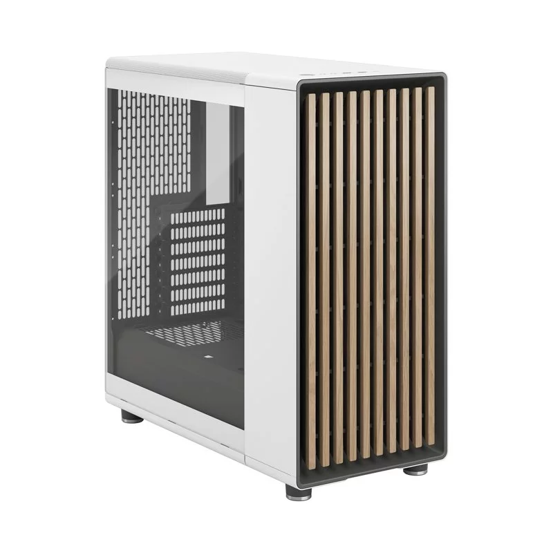 Корпус ПК без блока питания/ Case Fractal Design North TG Clear Tint, Midi-Tower, 2x140mm, 2xUSB-A 3.2 + 1xUSB 3.2 Type-C ATX, mATX, mITX Wood panel, Chalk White (FD-C-NOR1C-04)