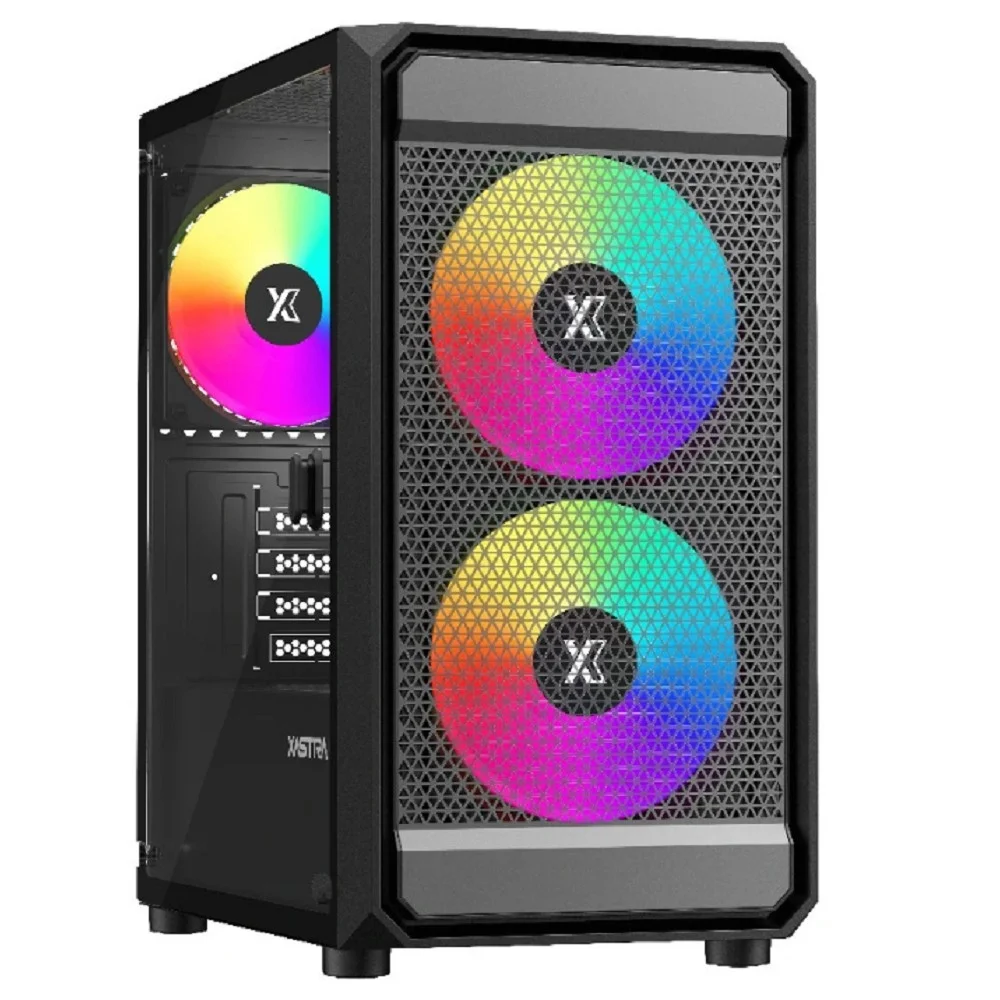 XASTRA Корпус A303M 3ARGB Black mATX/Mesh/ tempered glass / 2x140mm + 1x120mm ARGB PWM fans/ Door/ A303M-2FC14A-1FC12A-D