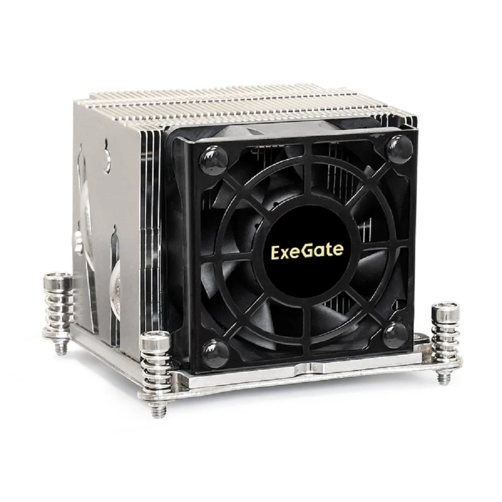 Exegate EX293443RUS Кулер ExeGate ESNK-P0048AP4.PWM.2U.2011.Cu (Al+Cu, 2U, 4 тепл. трубки, LGA2011/ 2066, TDP 135W, Fan 80mm, PWM, 2100-6800RPM, 2 ball bearing, 4pin, 52db, 345г, на винтах, с термопаст