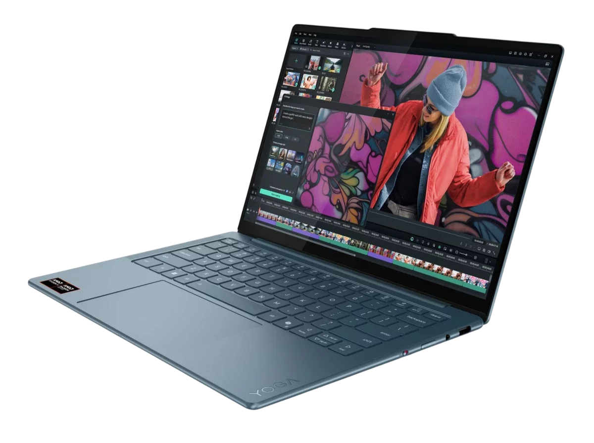 Ноутбук/ Lenovo Yoga Slim 7 14AKP10 14"(2880x1800 OLED)/AMD Ryzen AI 7 350(2Ghz)/32768Mb/1024PCISSDGb/noDVD/Int:AMD Radeon 860M/Cam/BT/WiFi/70WHr/war 1y/1.19kg/tidal teal/Win11Home + 65W, RU kbd (83JY000ARK)