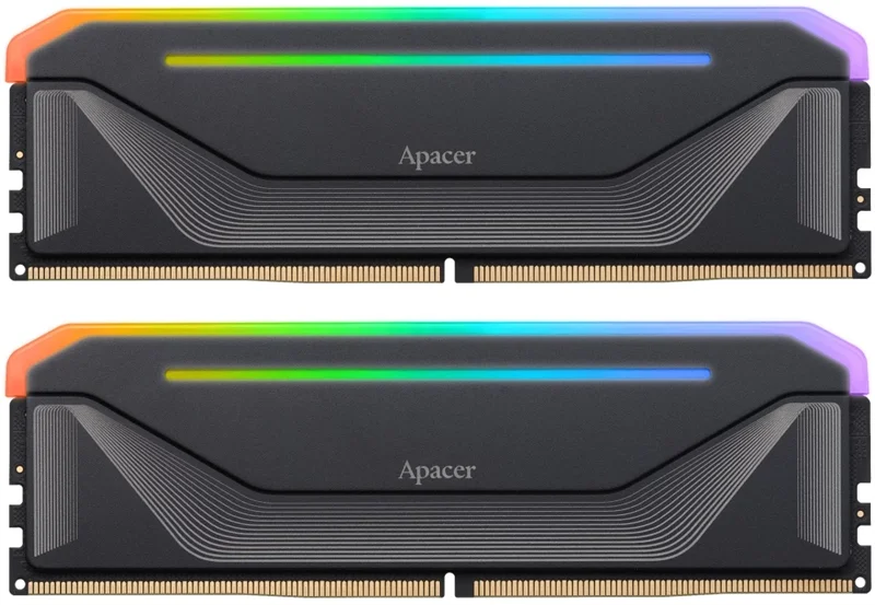 Оперативная память Apacer DDR5 32GB 8000MHz DIMM NOX RGB Black Gaming Memory (PC5-64000) CL36 1.45V Kit (2x16GB) (Retail) 2048*8 Heat Sink (Retail) 3 years (AH5U32G80C632NBAA-2)