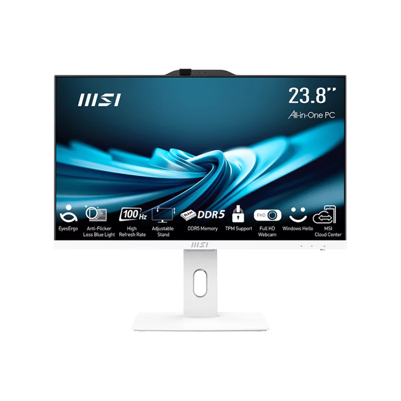 Моноблок MSI PRO AP242P 14M 23.8"(1920x1080 (матовый) IPS)/Core i5 14400(2.5Ghz)/8Gb/256SSDGb/noDVD/ 730/BT/WiFi/-/4.63kg/White/DOS + Wireless KB+M (9S6-AE0622-825)