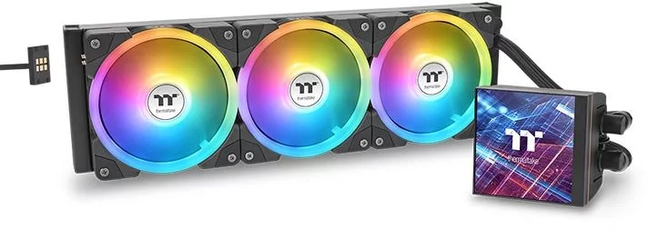 Система водяного охлаждения Thermaltake MAGFloe 420 Ultra ARGB Soc-AM5/AM4/1200/1700/1851 черный 4-pin 34.5-38.8dB Al LCD 360W Ret (CL-W451-PL14SW-A)