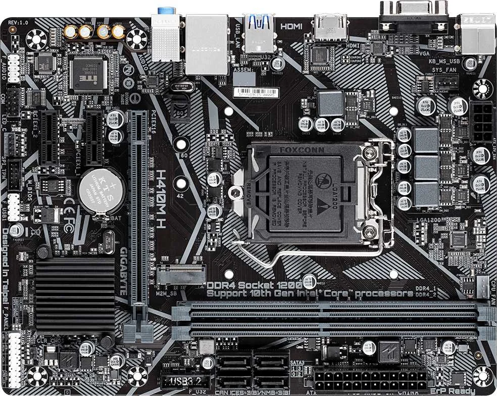Материнская плата Gigabyte H410M H Soc-1200 Intel H410 2xDDR4 mATX AC`97 8ch(7.1) GbLAN+VGA+HDMI