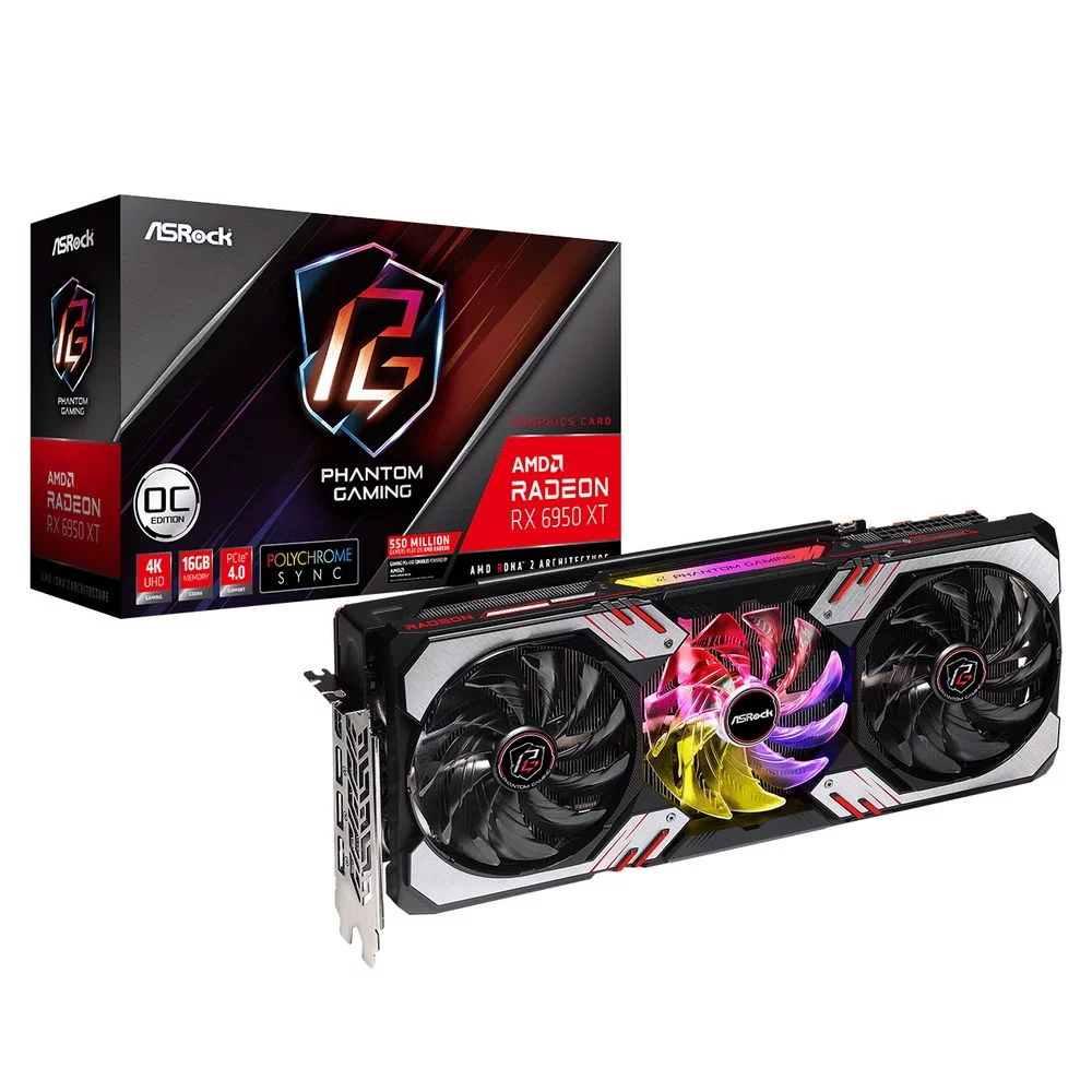 Видеокарта ASRock RX6950XT Phantom Gaming 16GB OC 256-bit GDDR6 HDMI DPx3 (RX6950XT PG 16GO)