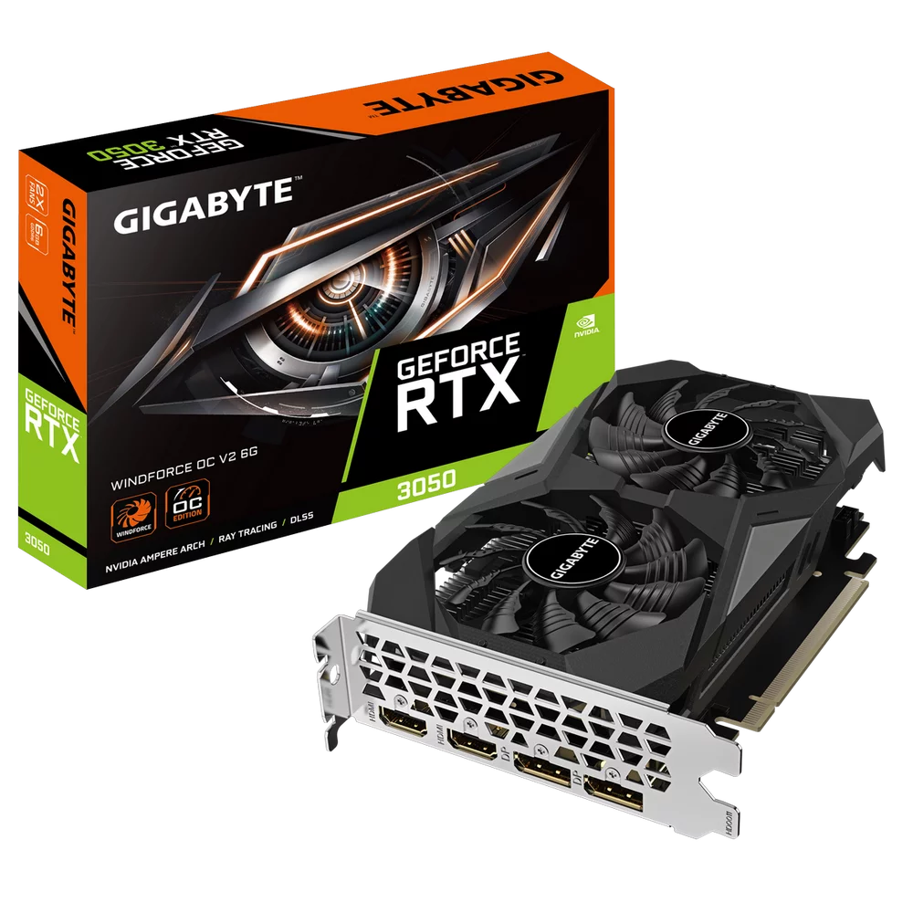 Видеокарта Gigabyte Bad Pack RTX3050 WINDFORCE OC V2 6GB GDDR6 96bit 2xDP 2xHDMI 2FAN RTL bp (GV-N3050WF2OCV2-6GD||BP)