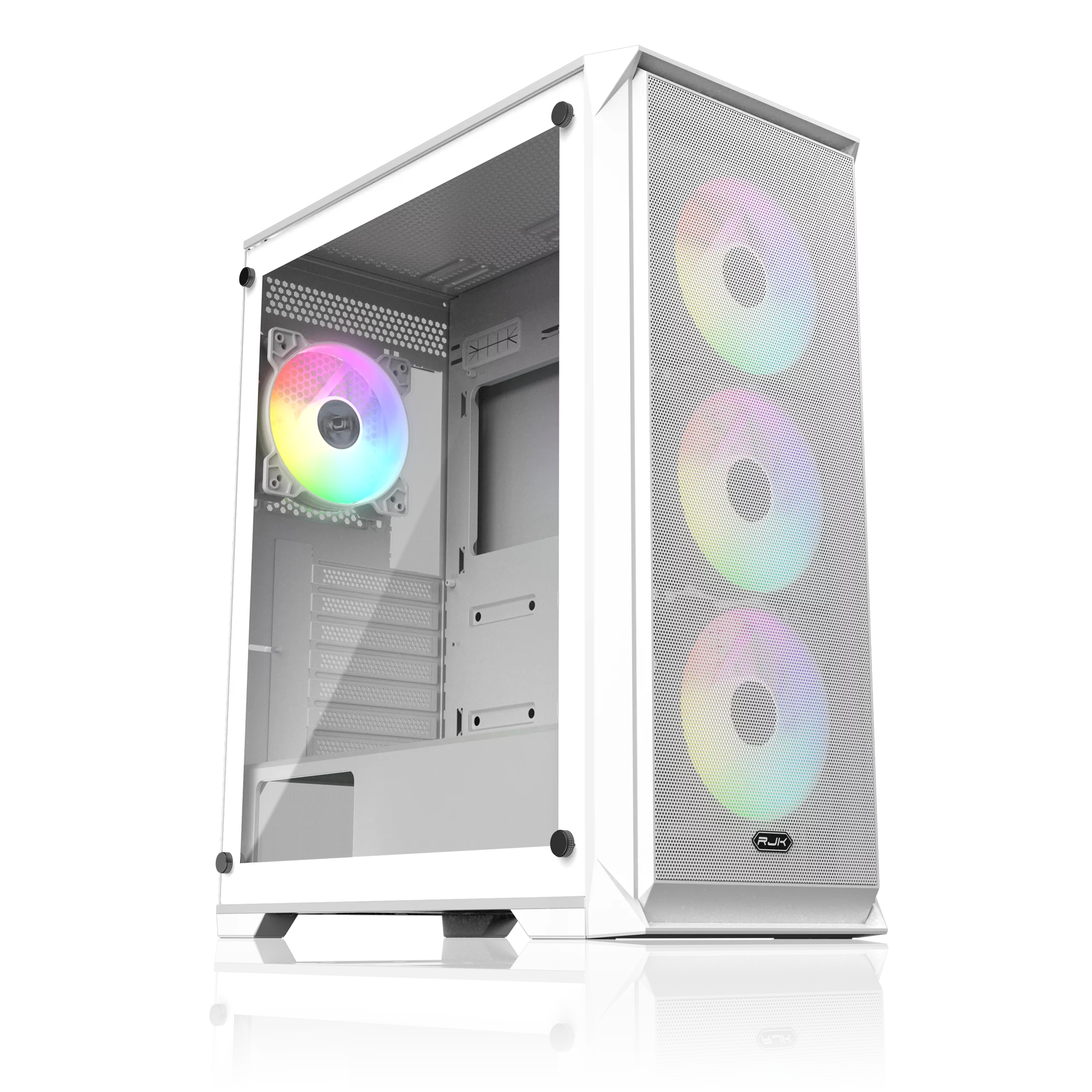 Корпус без блока питания/ Case Raijintek ARCADIA 41-MS4, Midi-Tower, TG, 1x120mm + 3x120mm ARGB, 2xUSB-A 3.0 + 1xUSB-C, ATX, mATX, mITX White (0R20B00268)