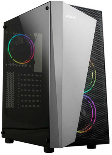 Корпус ZALMAN S4 Plus, ATX, BLACK, WINDOW, 2x3.5", 1x2.5", 2xUSB2.0, 1xUSB3.0, FRONT 2x120mm RGB, REAR 1x120mm RGB