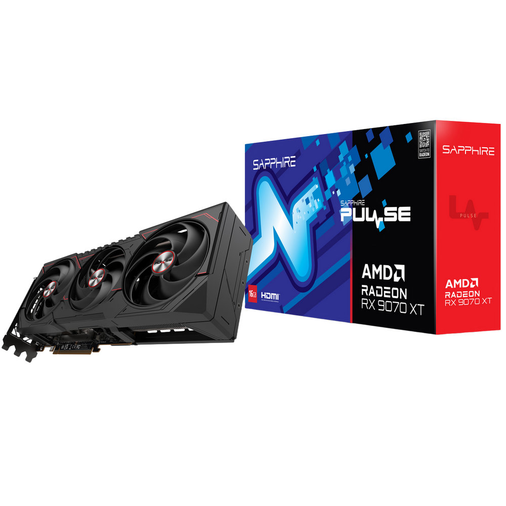 Видеокарта Sapphire RX9070XT PULSE 16GB GDDR6 256bit 2xDP 2xHDMI 3FAN RTL (11348-03-20G)